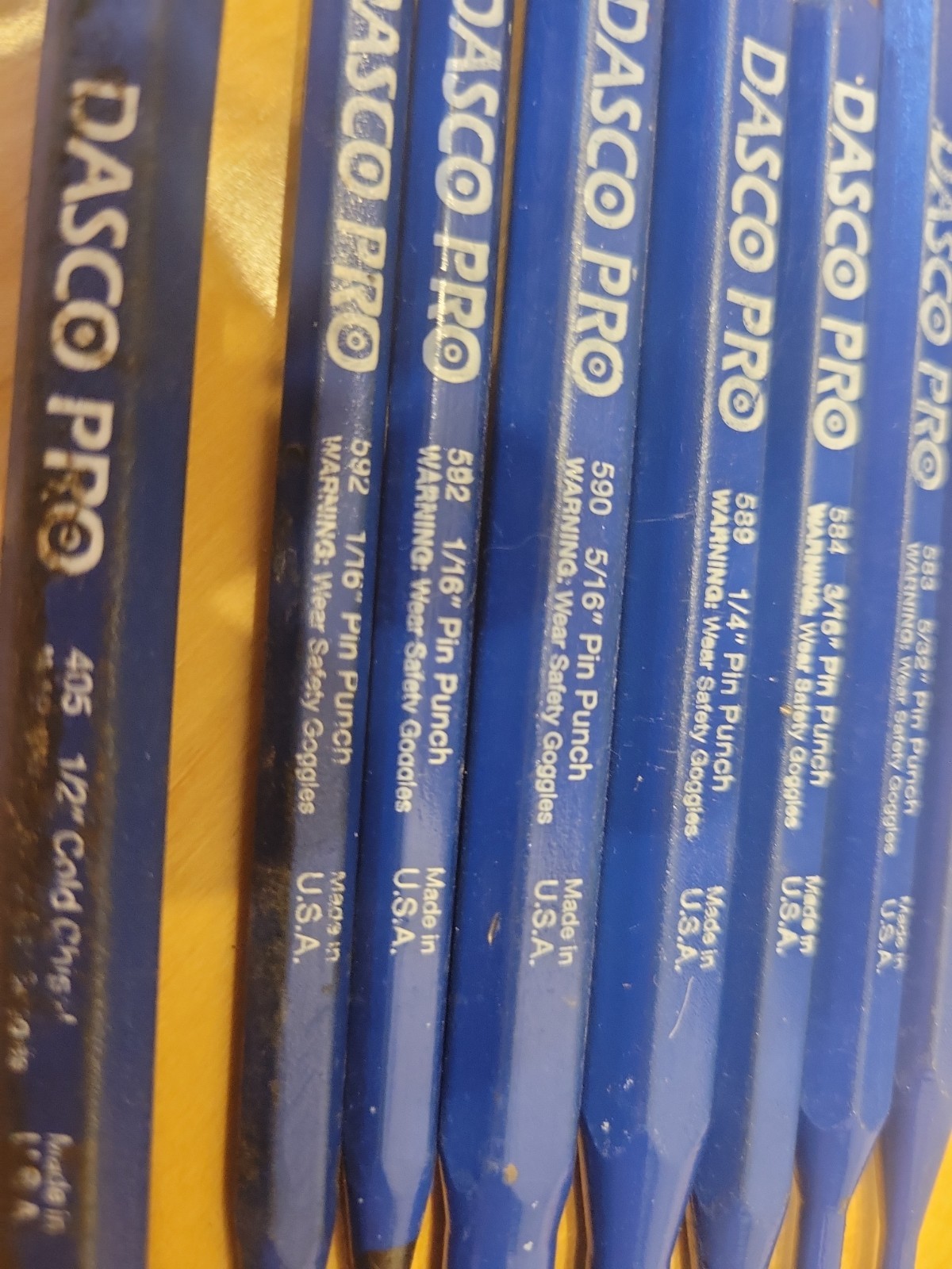 Dasco Pro Pin Punches 7 Mixed Sizes 582 583 584 589 590 592 Chisel 405 Lot