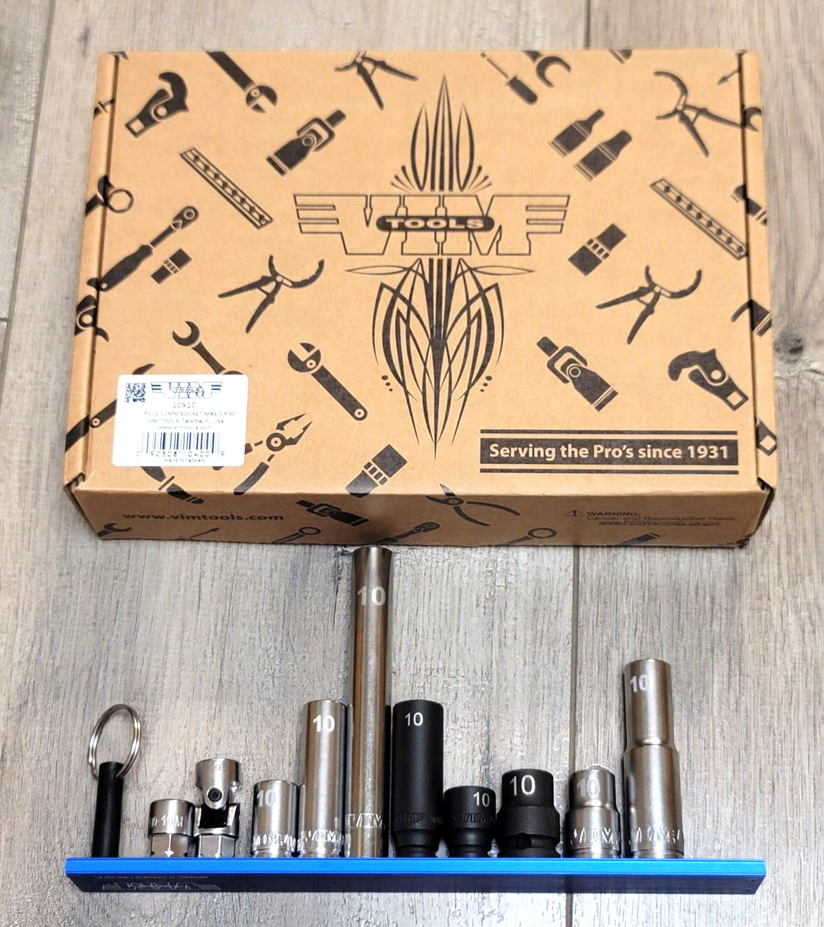 Vim Tools 10pc All 10mm Specialty Short & Deep Socket Set w/ Magrail #10X10