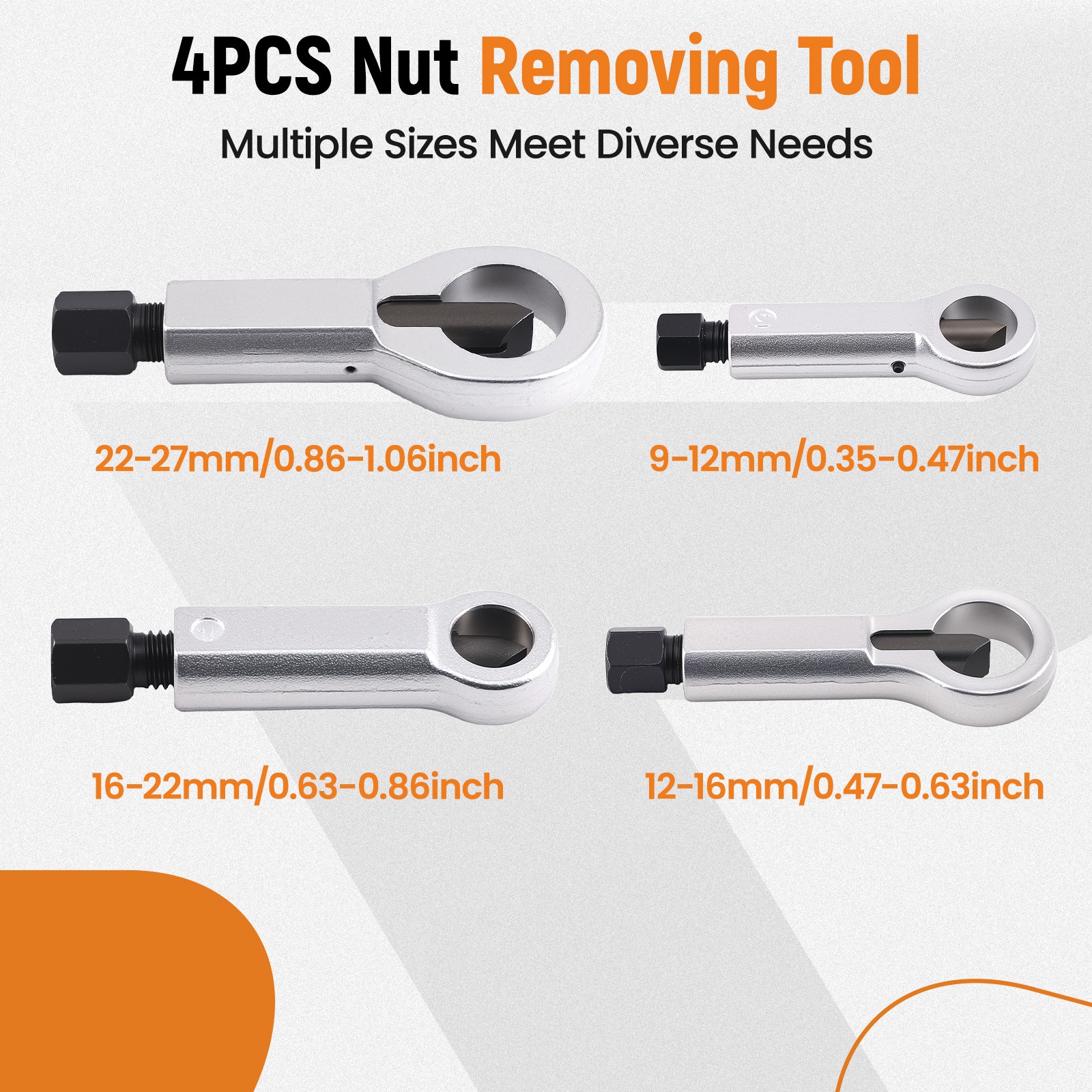 4PCS Nut Splitter Heavy Duty Nut Splitter Tool Kit Manual Nut Extractor 9-27mm