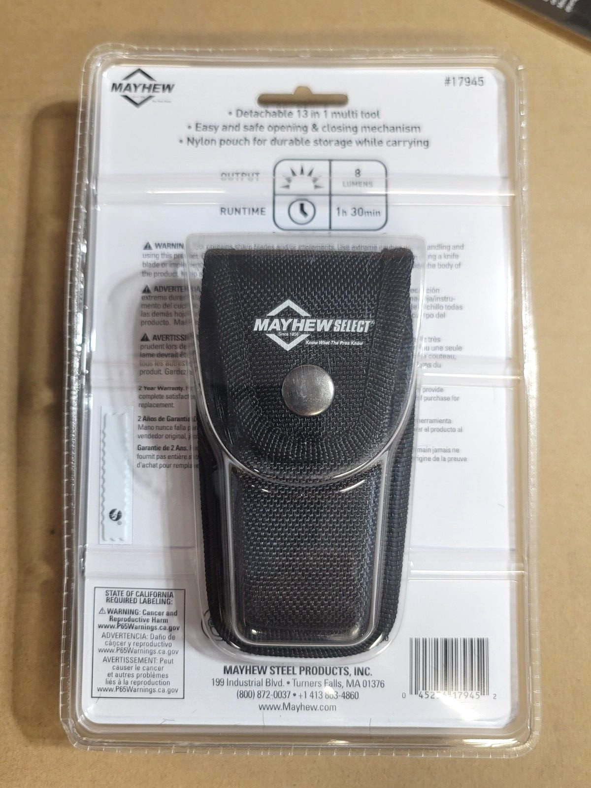 Mayhew 13 Tool Multi-Tool Pliers w/ Rechargeable LED Light & Sheath #17945
