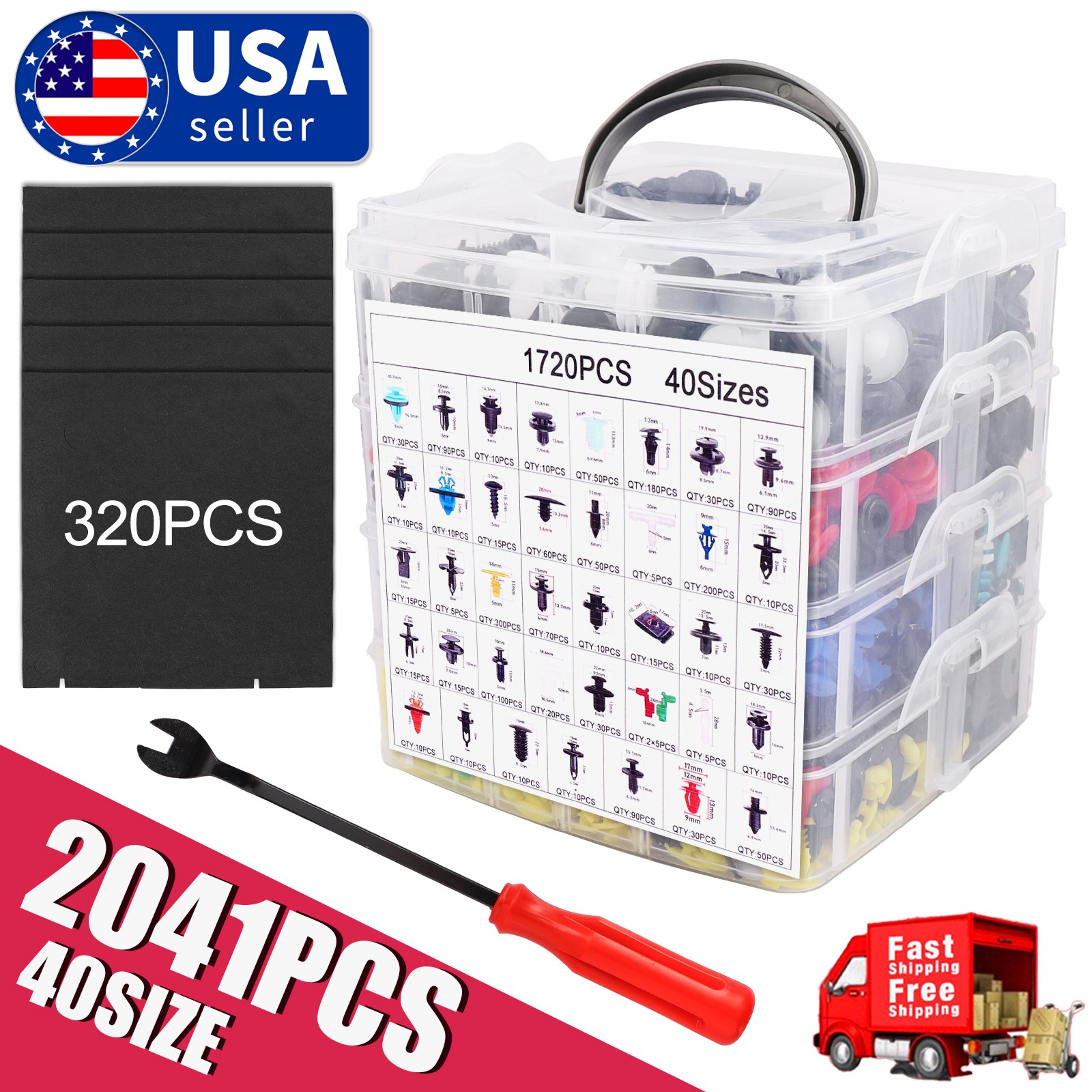 1115PCS Car Retainer Clips Auto Fasteners Push Trim Clips Pin Rivet Bumper Kit