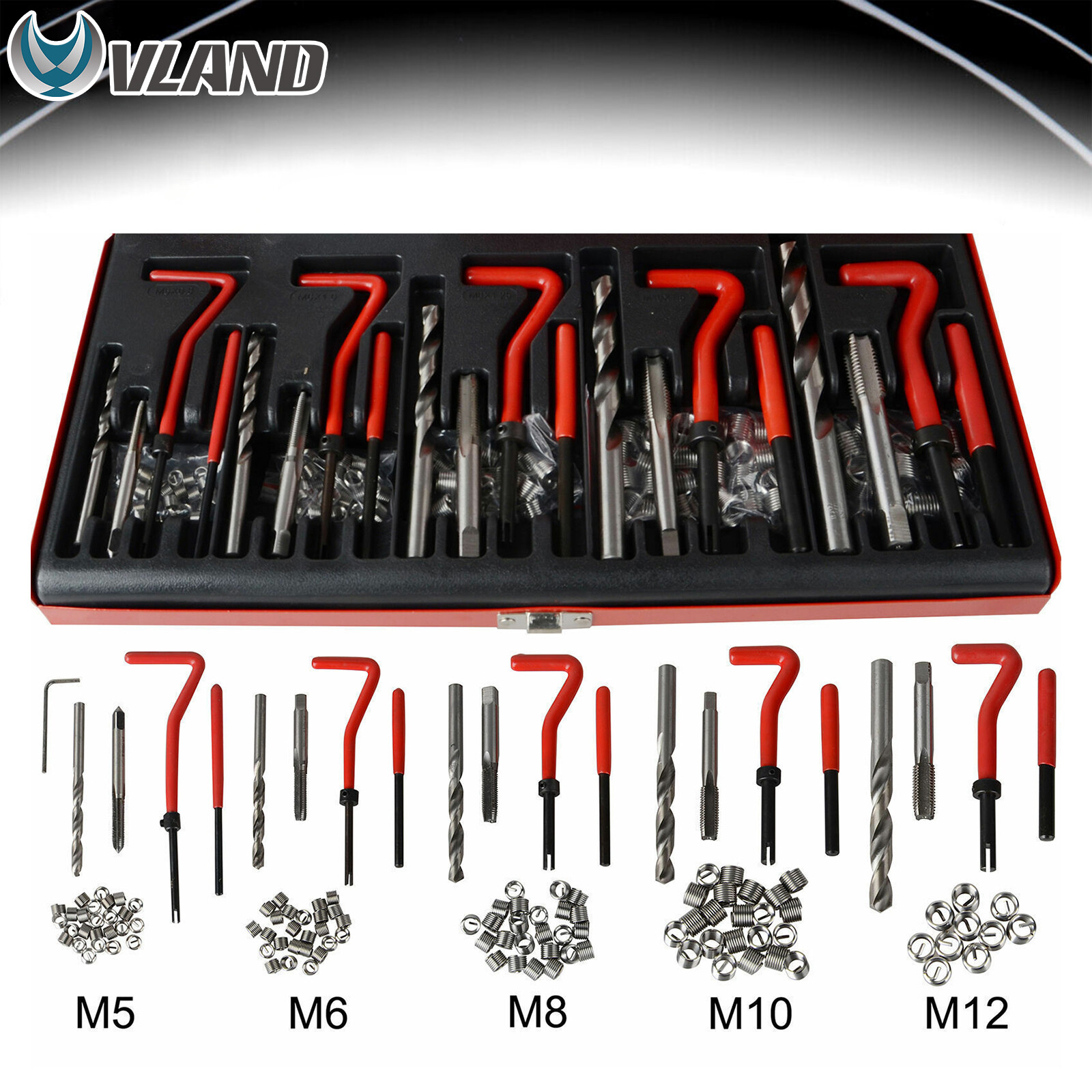 131PCS Helicoil Type Thread Repair Kit rethread Stripped Metric M5 M6 M8 M10 M12