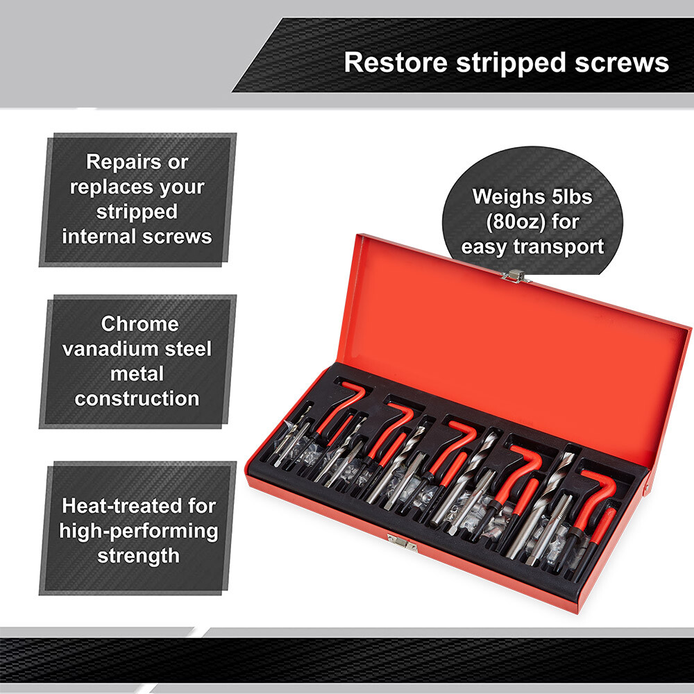 M5 M6 M8 M10 M12 Helicoil Thread Repair 131Pcs Kit & Metric Rethreading Tool Kit