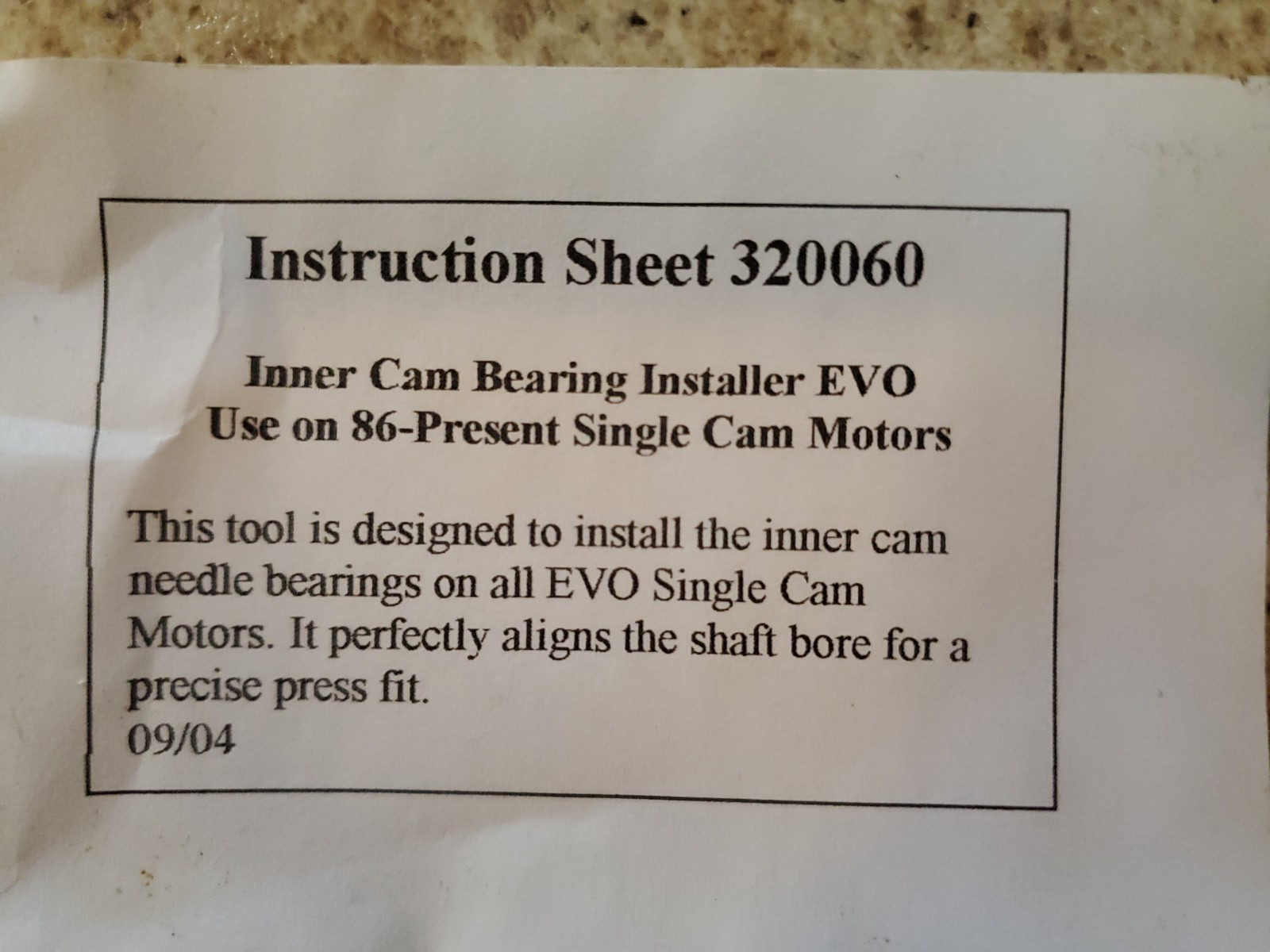 George’s Garage USA inner cam bearing installer 86-present single cam Evolution