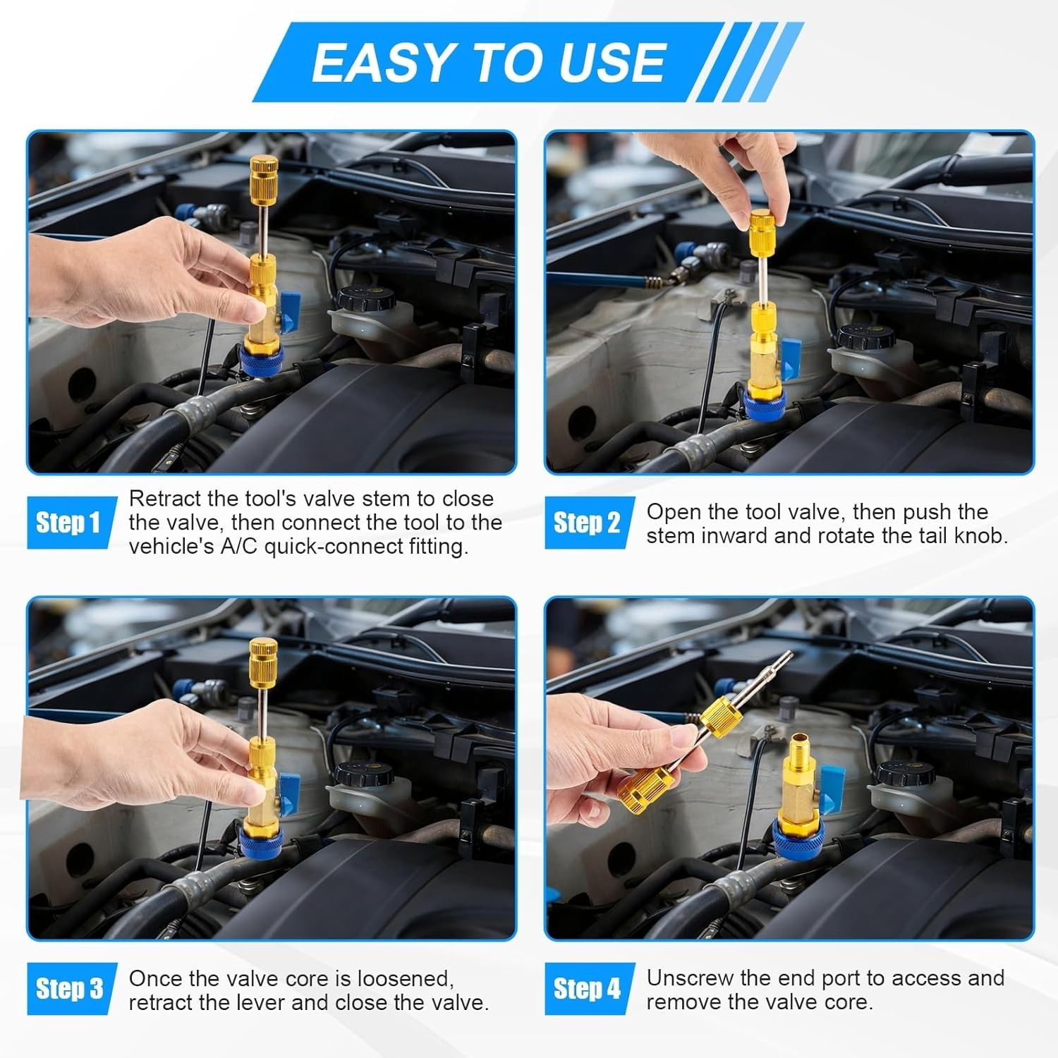 R134A Valve Core Quick Remover Installer Tool Set – 31PCS AC High Low Pressur…