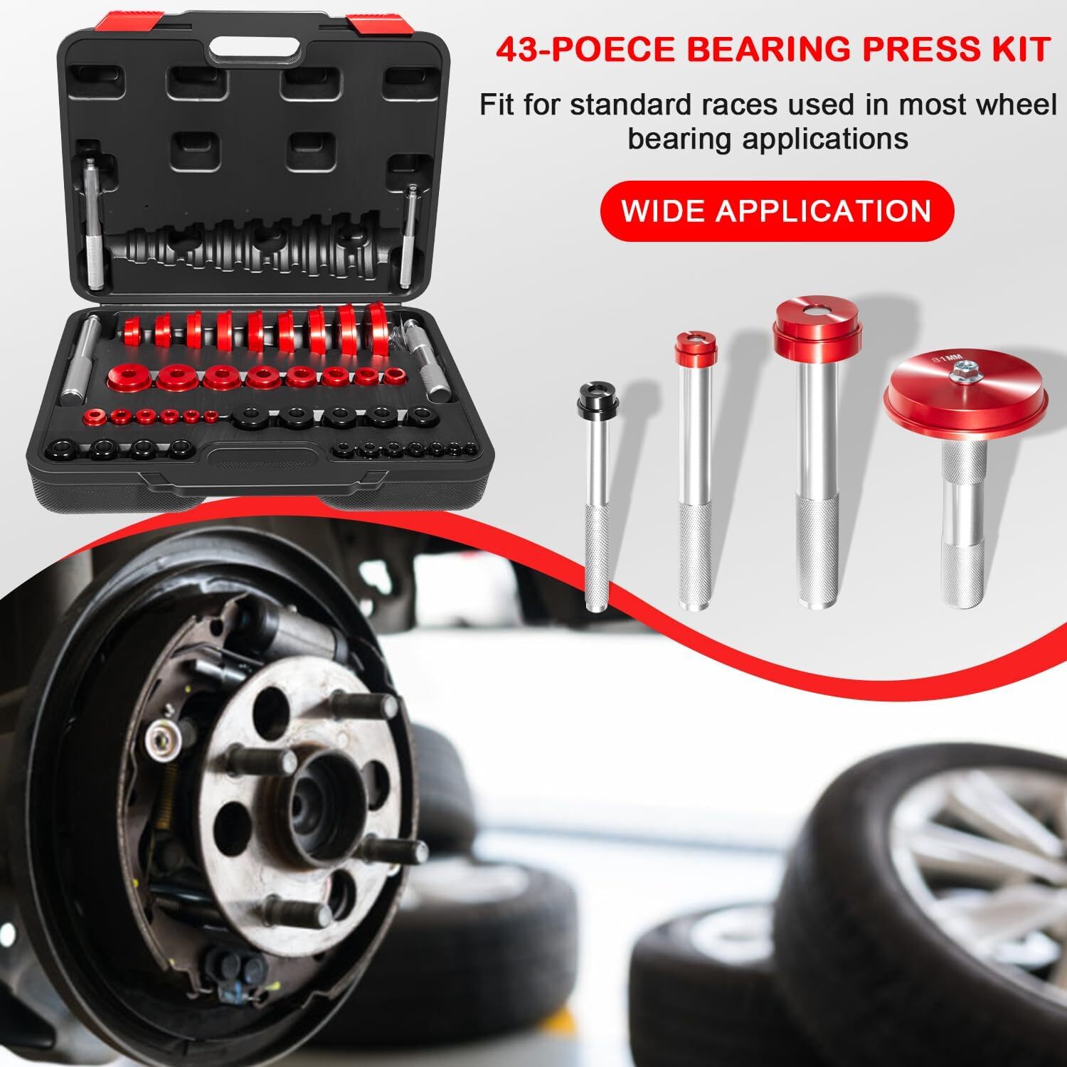 For Bearing Installation Bearing Press Kit 43 pcs Bearing Race & Seal Driver Set