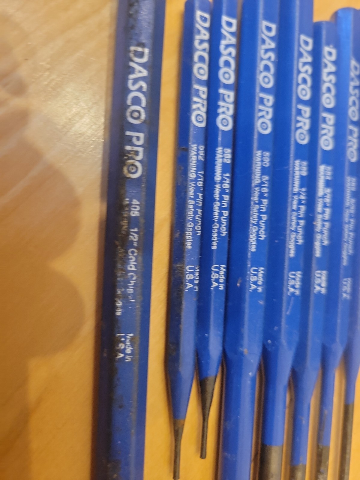 Dasco Pro Pin Punches 7 Mixed Sizes 582 583 584 589 590 592 Chisel 405 Lot