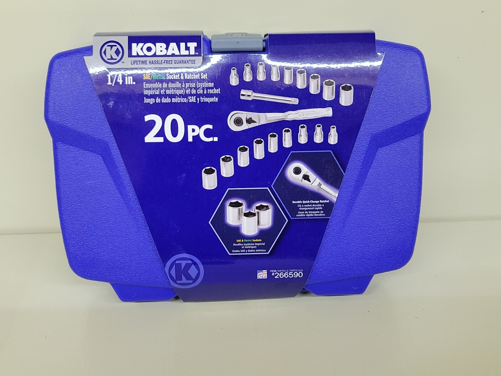 Kobalt 20 PC 1/4″ Drive Metric SAE Socket Ratchet New Old Stock 266590 USA MADE