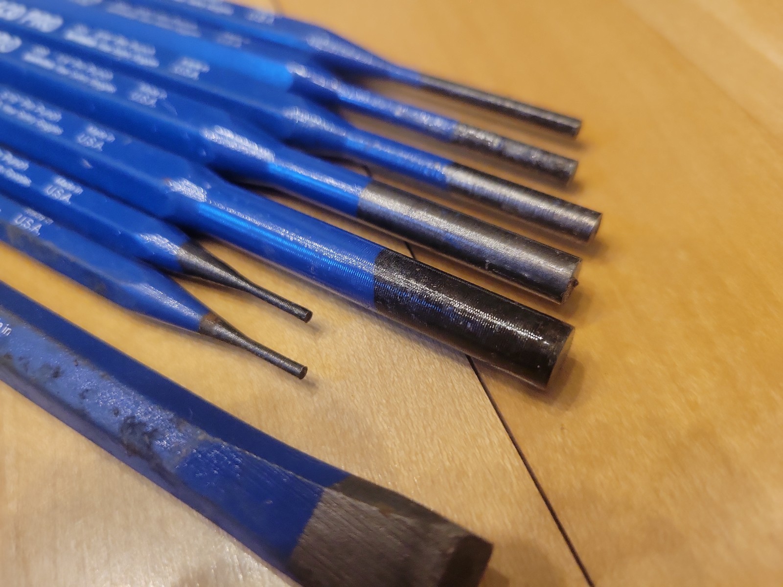 Dasco Pro Pin Punches 7 Mixed Sizes 582 583 584 589 590 592 Chisel 405 Lot