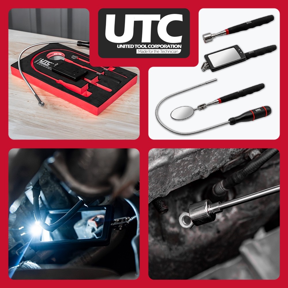 Telescopic Mirror & Magnetic Pick Up Tool Set with LED Light for Garage NEW! UK