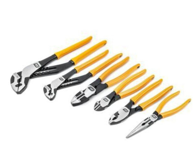 GEARWRENCH 6 Piece Dipped Mixed Material Plier Set – Black & Molten Orange