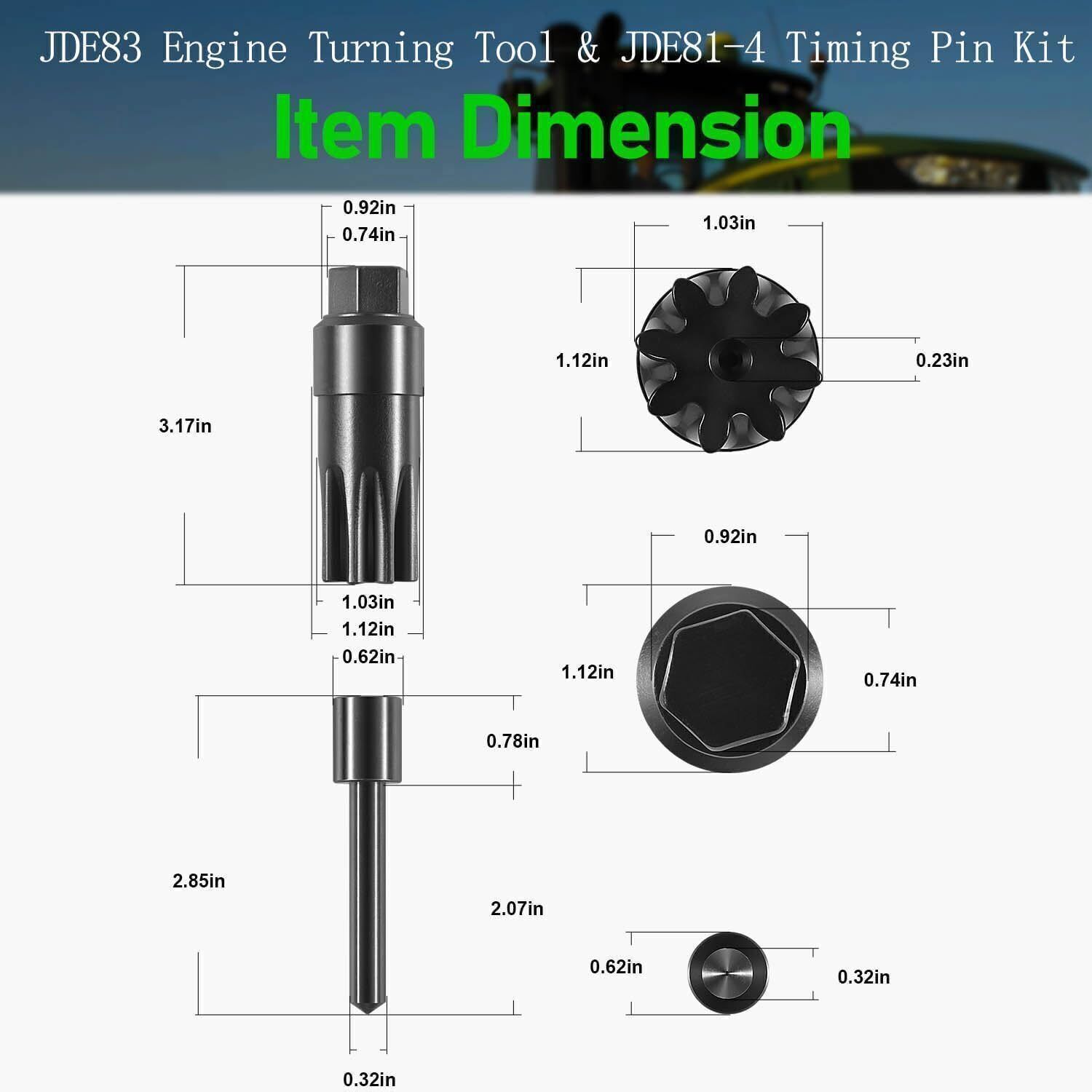 JDE83 Engine Turning Tool & JDE81-4 Timing Pin Kit for John Deere 3179 6059 6068