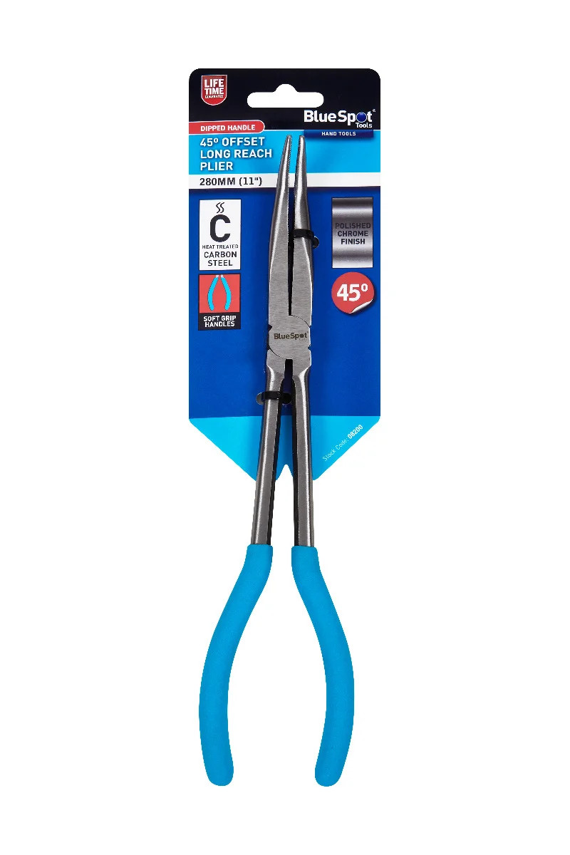 280mm 11″ 45âº Offset Long Reach Plier Heat Treated Carbon Steel Soft Inch 08200
