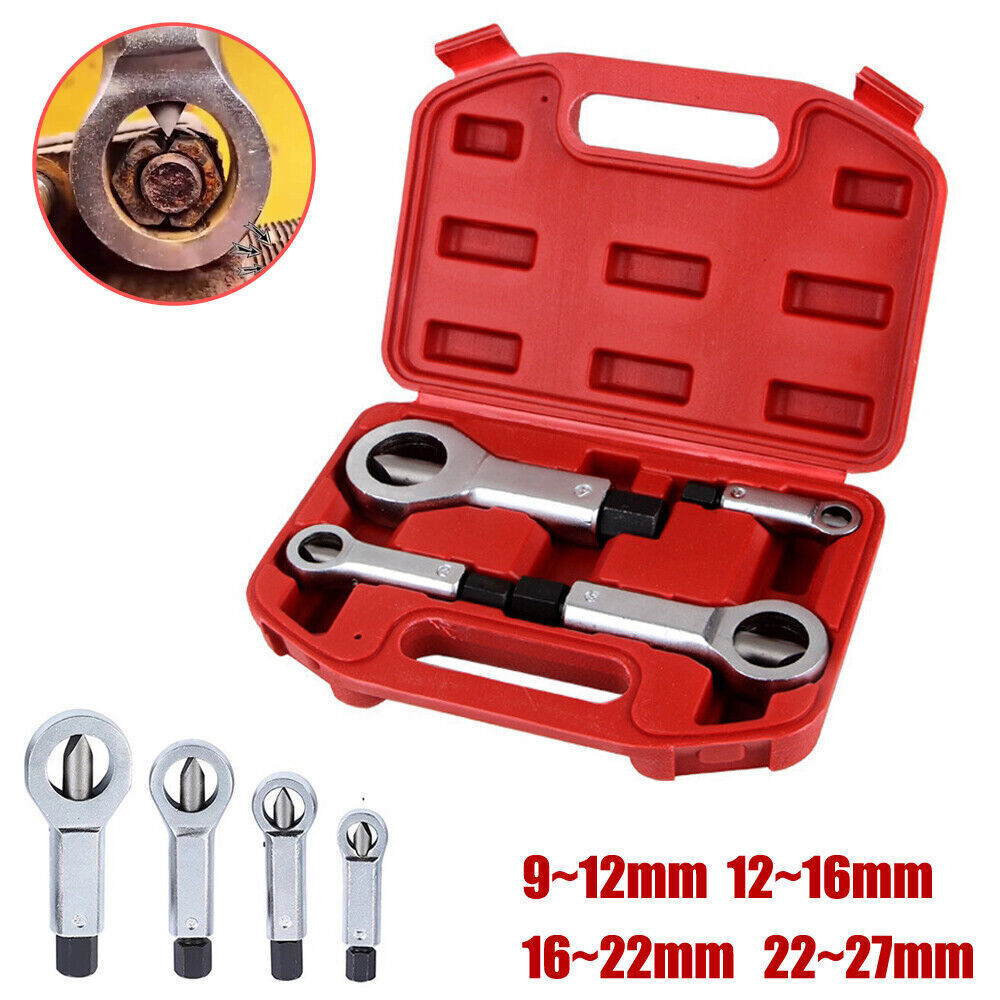 4Pcs Nut Splitter Cracker Set Heavy Duty 9-27mm Damaged Bolt Remover Tool