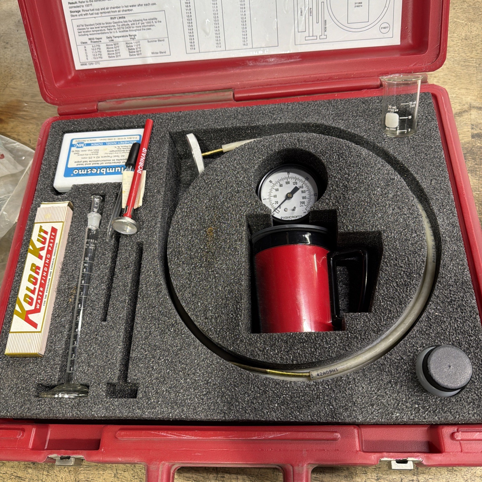 OTC 7670 J-39383-A Gasoline Quality /Reed Vapor Pressure Test Kit