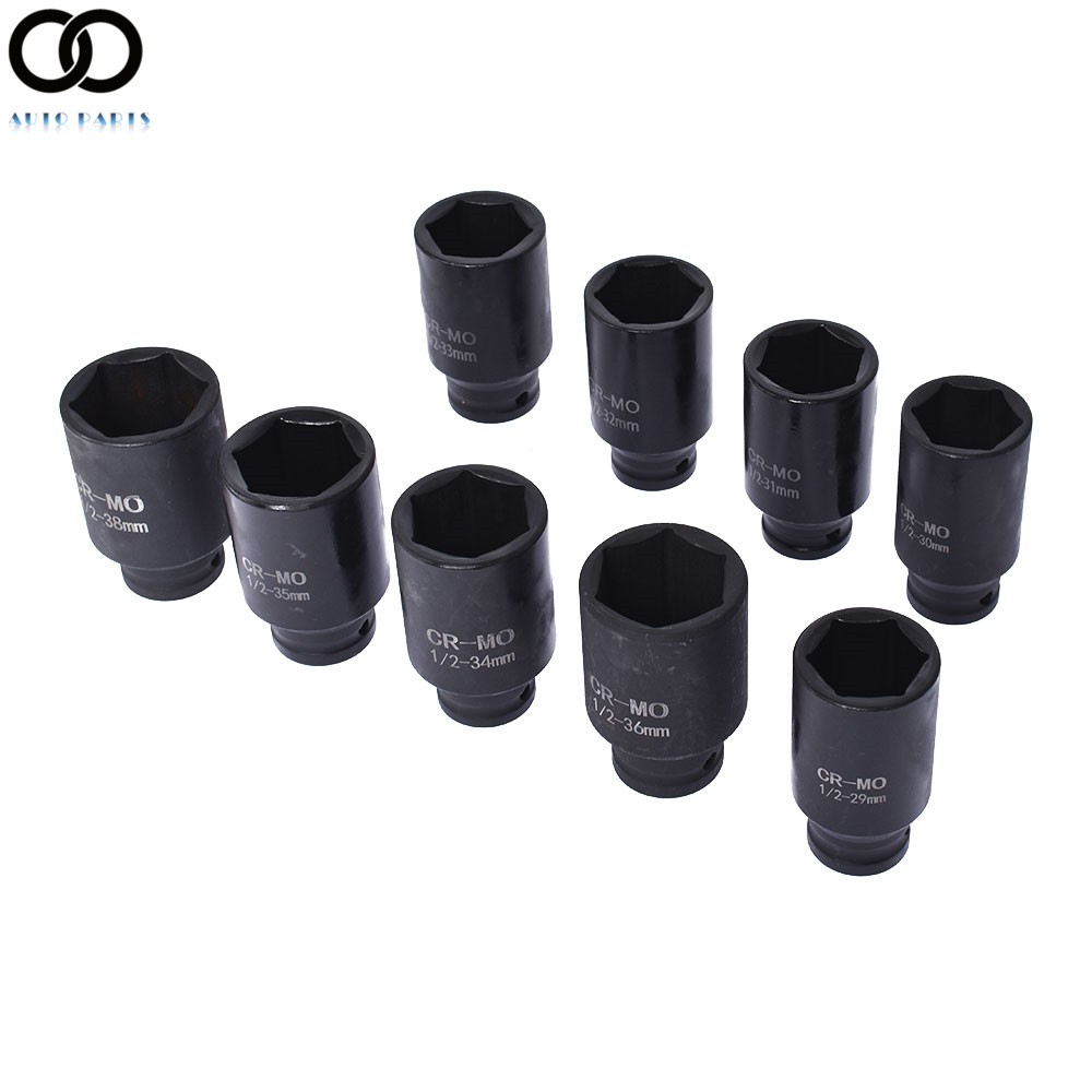Deep Impact Socket Tool 9Pcs/Set 1/2″ Drive Metric Axle Hub Nut Socket 29-38mm