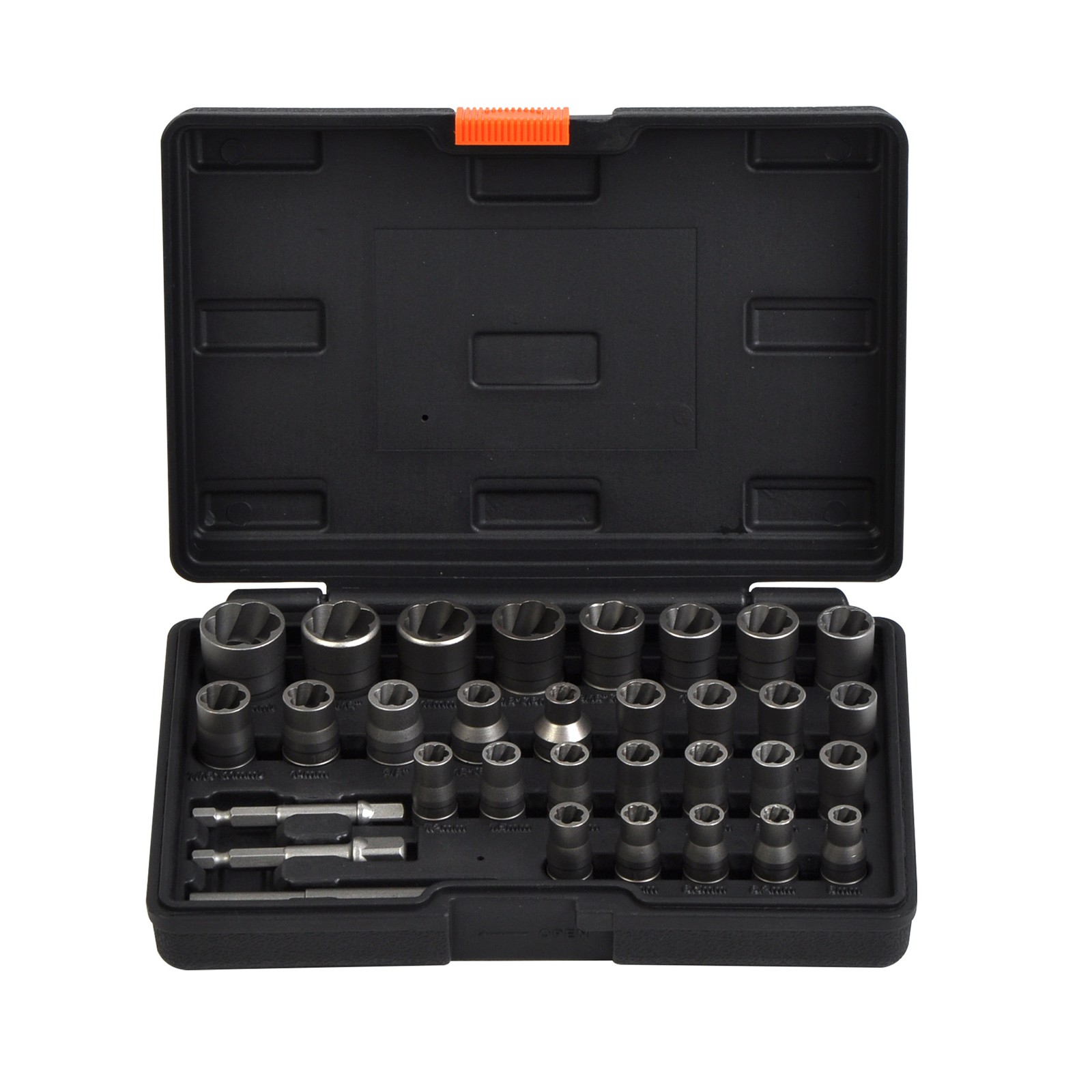 32pc 1/4″ & 3/8″ Square Drive Bolt Extractor Set, Impact Bolt & Nut Remover Tool