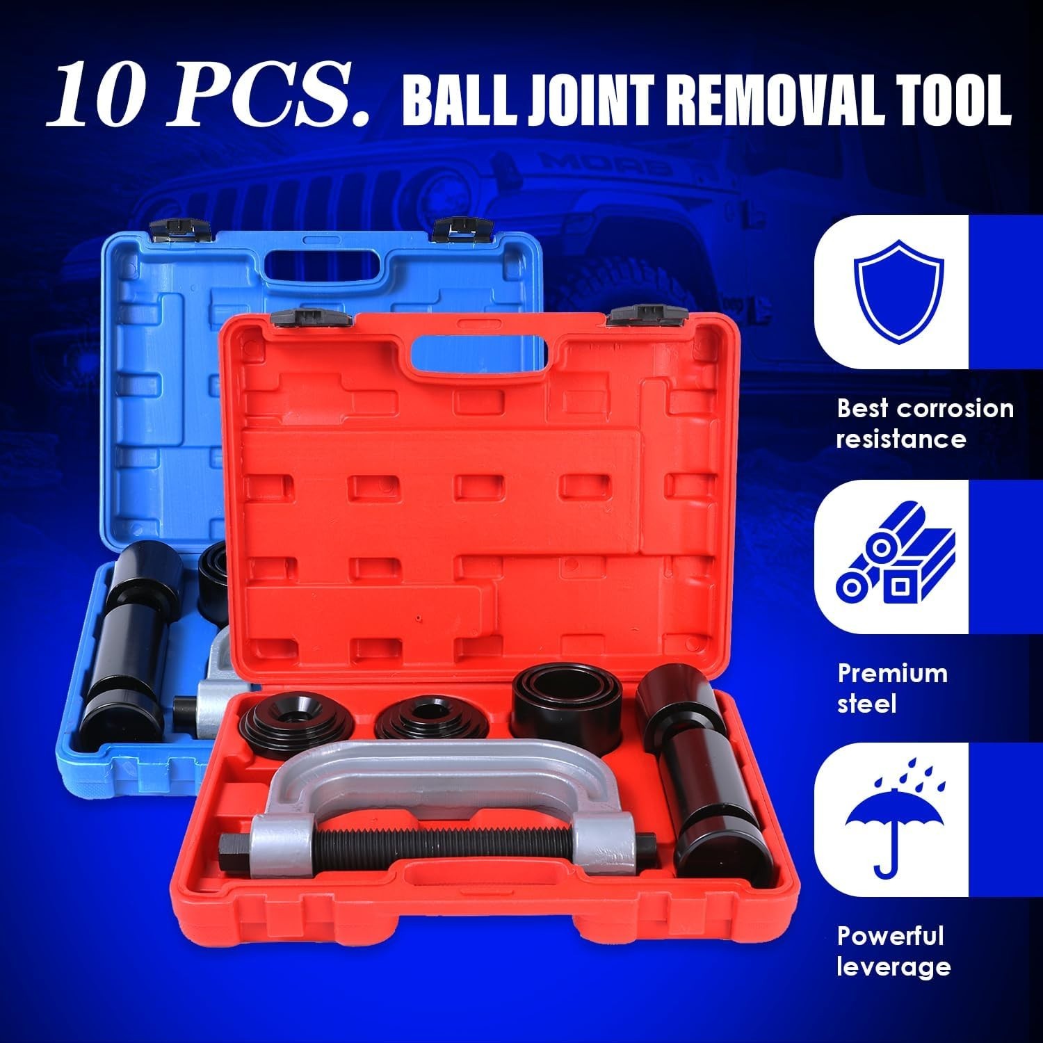 Heavy Duty Ball Joint Press & U Joint Removal Tool Kit with 4×4 Adapters, for