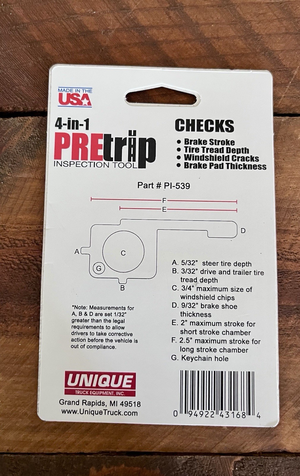 Unique Truck 4-in-1 Pre-trip Inspection Tool USA MADE, PI-539 Set Of 30 Pieces