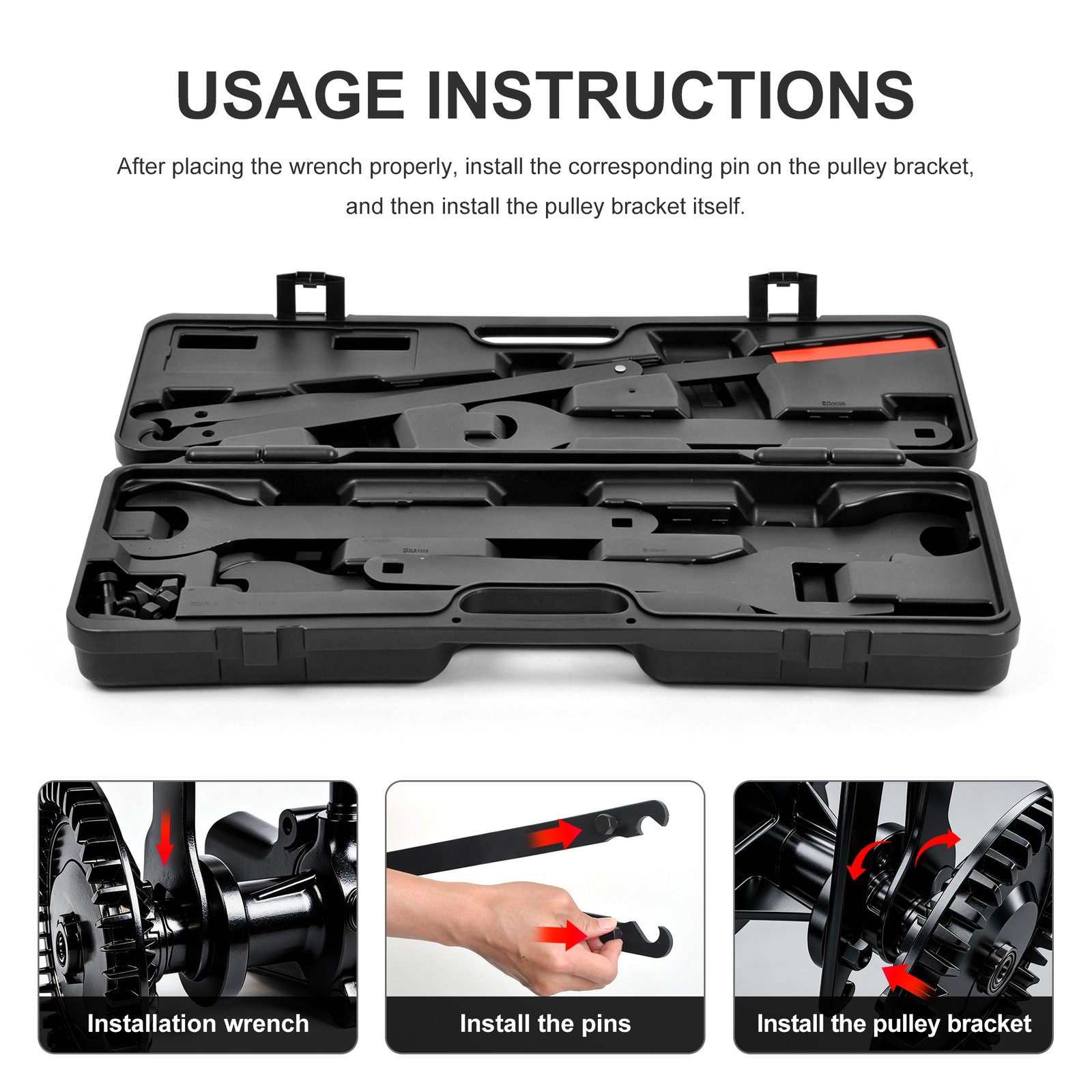 Fan Clutch Removal Tool Kit, Wrench Set 22 36 40 47 51 MM with Pulley Holder