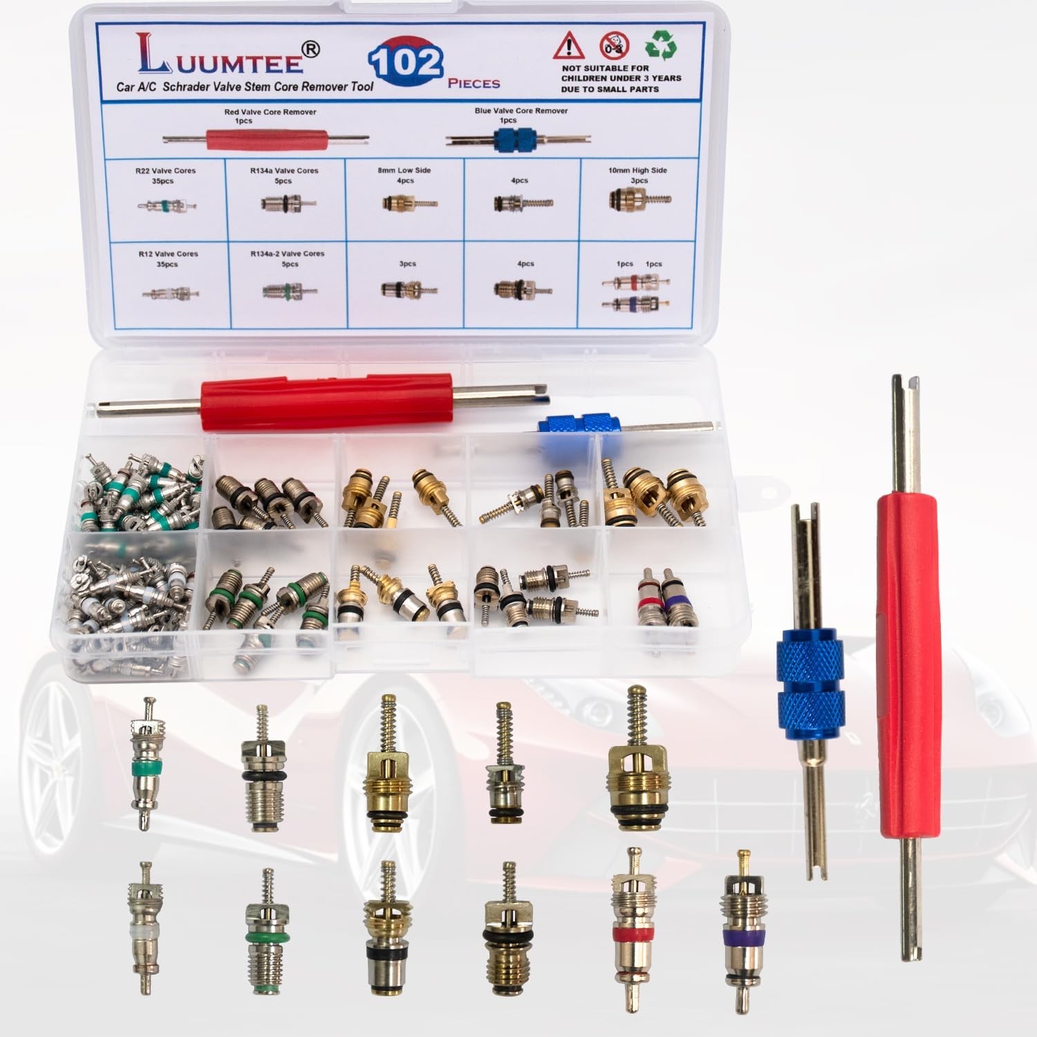 6-Piece A/C Repair Kit for Cars – R134A Valve Core Remover, O-Ring Seals & Tools
