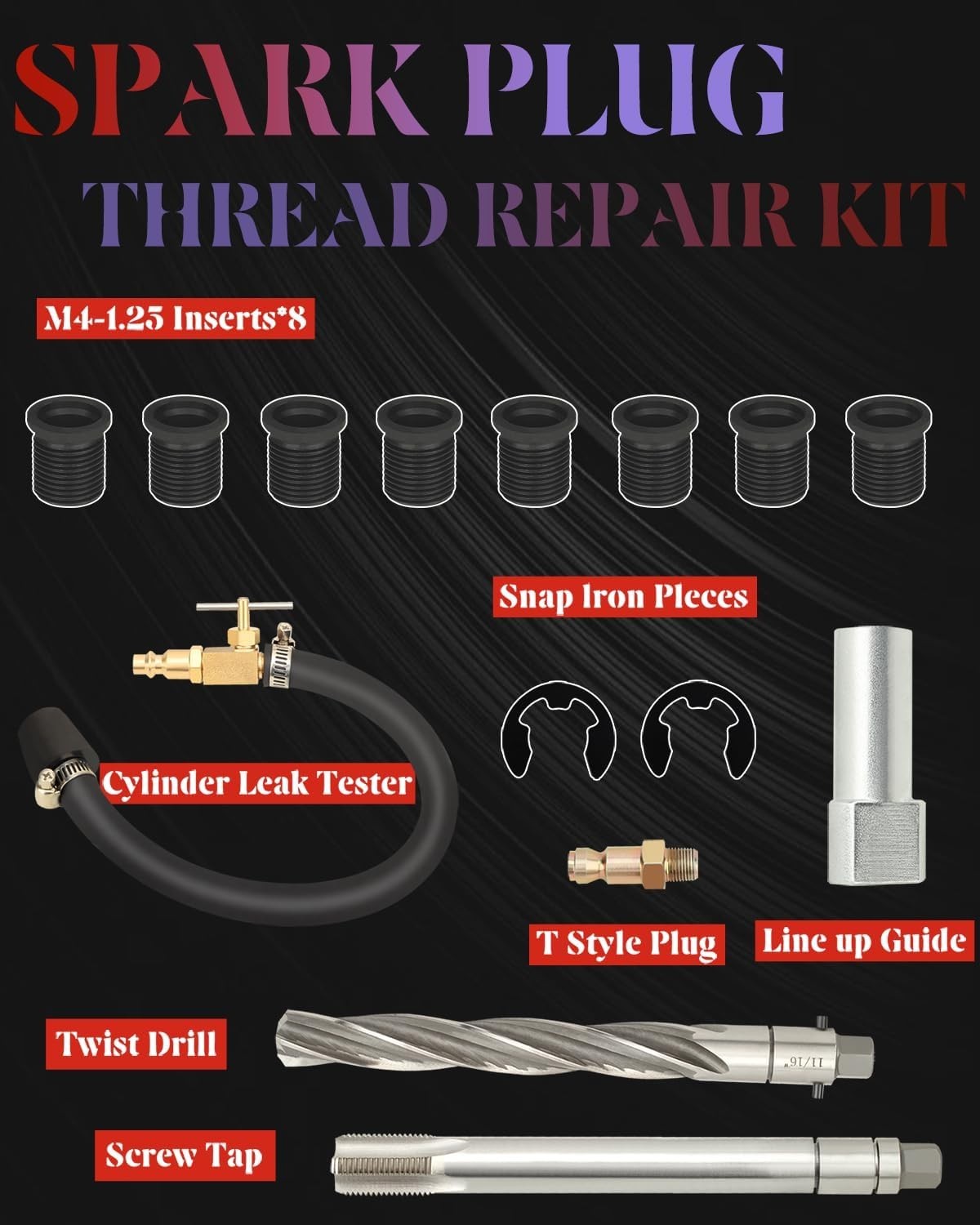 Spark Plug Thread Repair Kit Compatible with Ford 4.6 L, 5.4 L and 6.8 V-10 Two