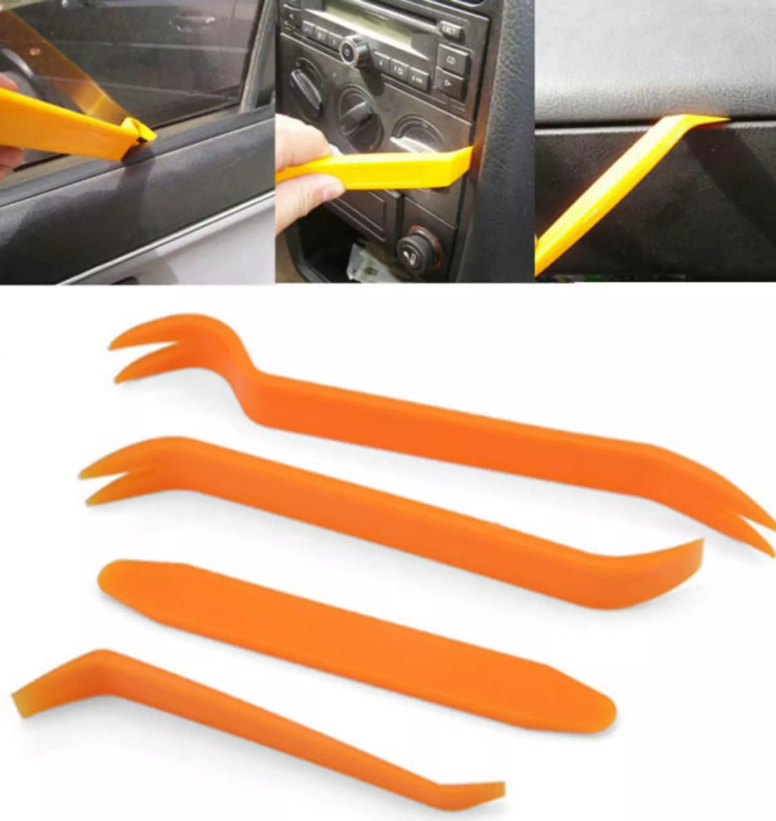 4 PIECE CAR TRIM REMOVAL TOOL KIT PANEL DOOR PRY DASH INTERIOR CLIP SET PLASTIC