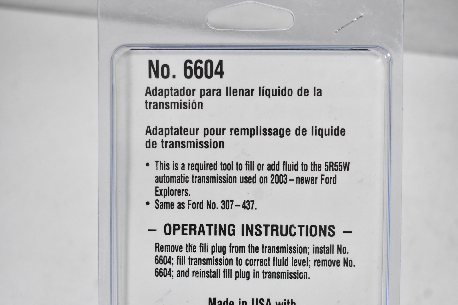 OTC 6604 Transmission Fluid Fill Adapter No. 6604 Black Made In USA New Other