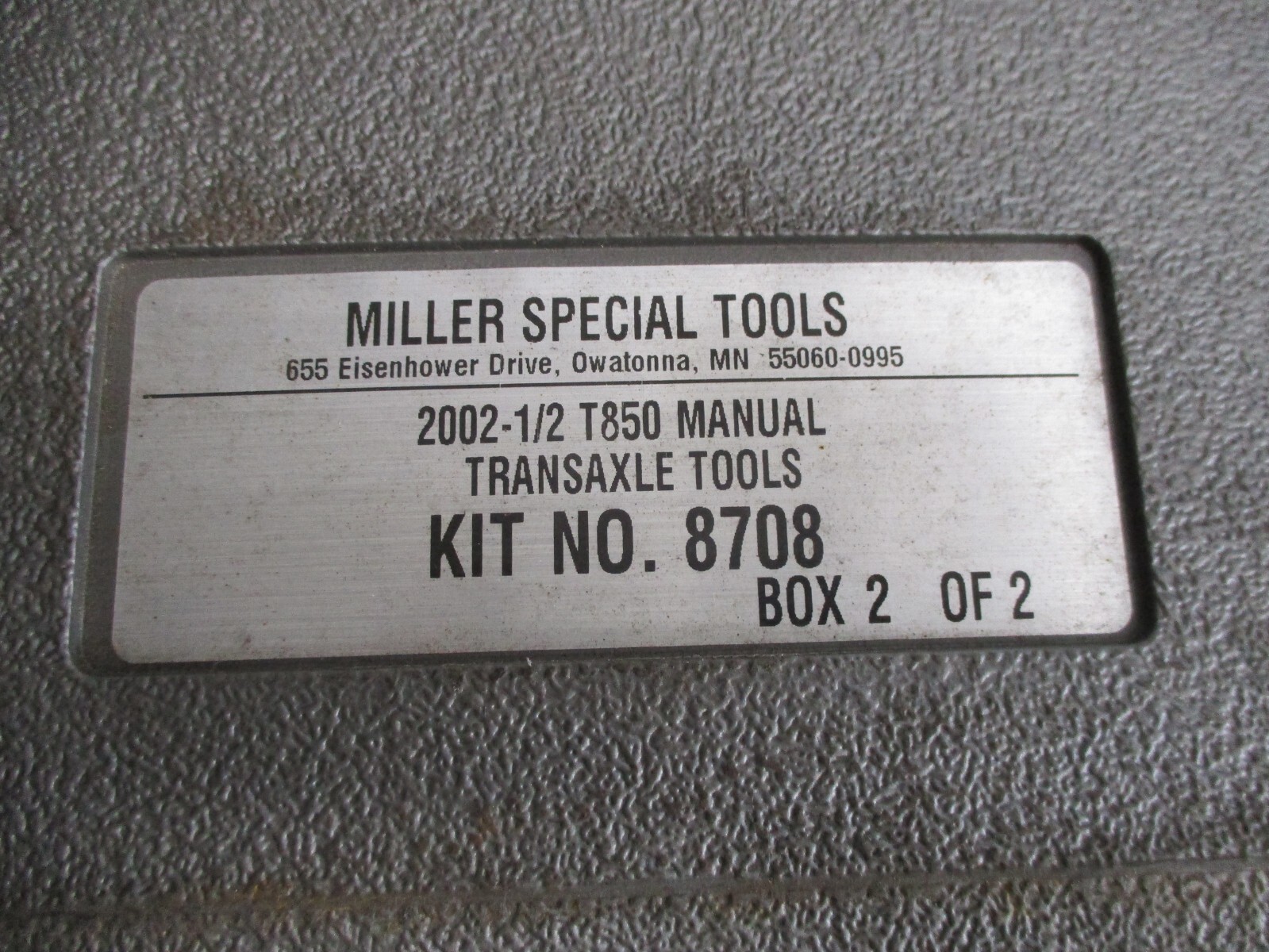 miller specialty tools #8708 2002 1/2 T850 MANUAL TRANS tools USED