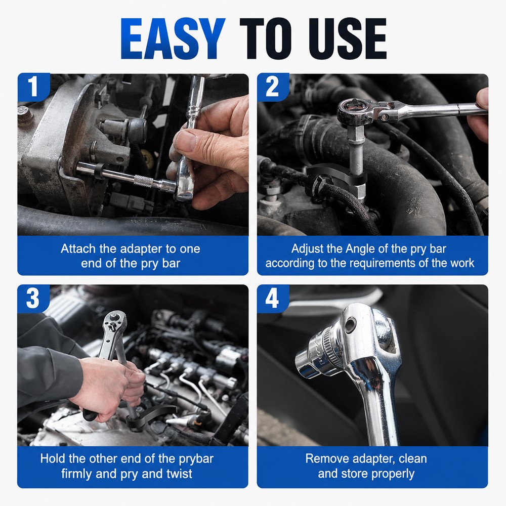 2PCS Crowbar Adapter Head Tools Adjustable Angle Head Pry Bar Fits 1/2″ Ratchet
