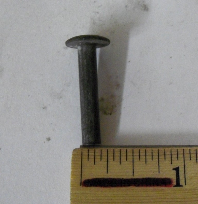 Vtg. Solid Steel 3/16 X 1 Rivet Round 7/16 Dia. Head Vintage