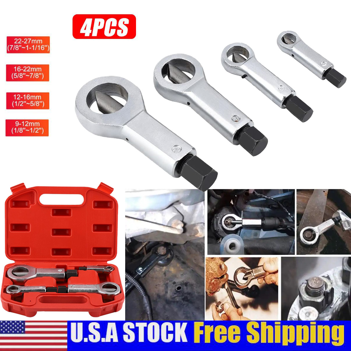4PCS Nut Splitter Breaker 9-27mm Nut Remover Extractor Adjustable Cracker Hand