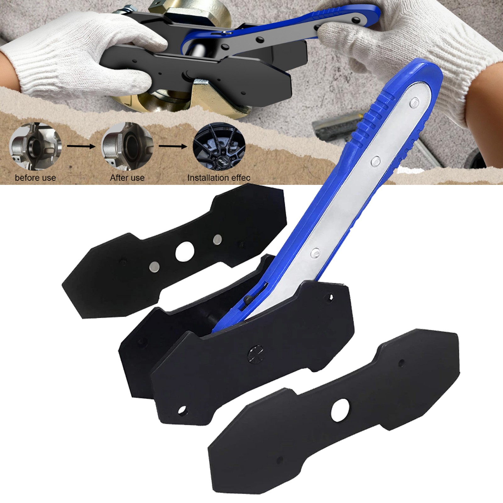 Brake Caliper Compression Tool, 360° Adjustable Ratcheting Piston Compressor