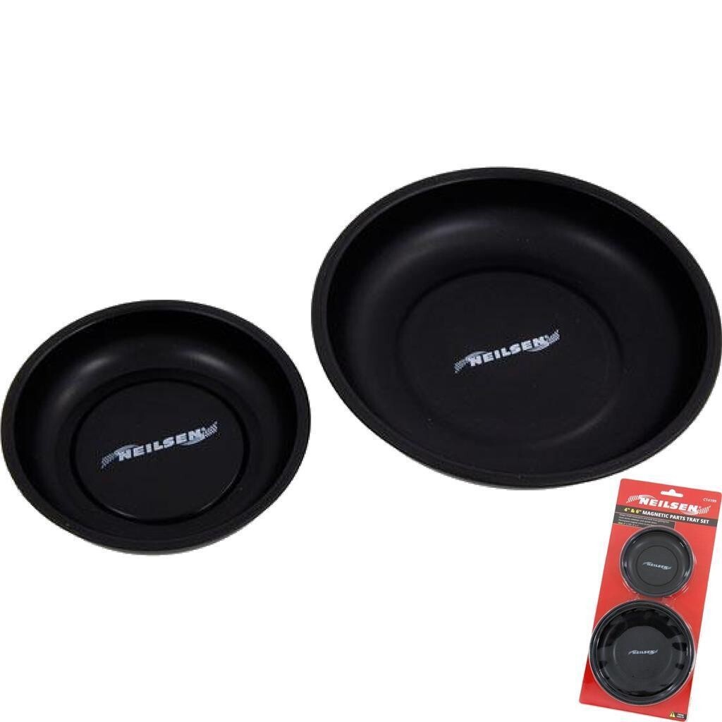 Neilsen 2pc Magnetic Round Dish Tray Holder Storage Screws Nuts Bolts Set 4″ 6″