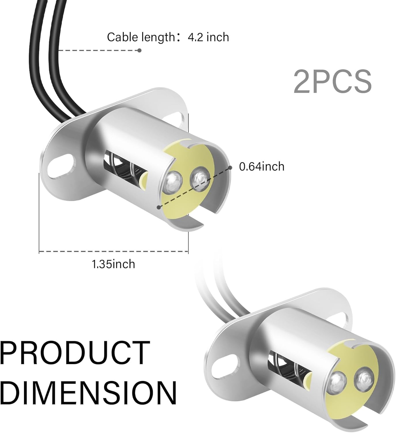 2PCS 1157 Bulb Socket,BAY15D Car Light Socket Adapter with 2 Wire BAY15D