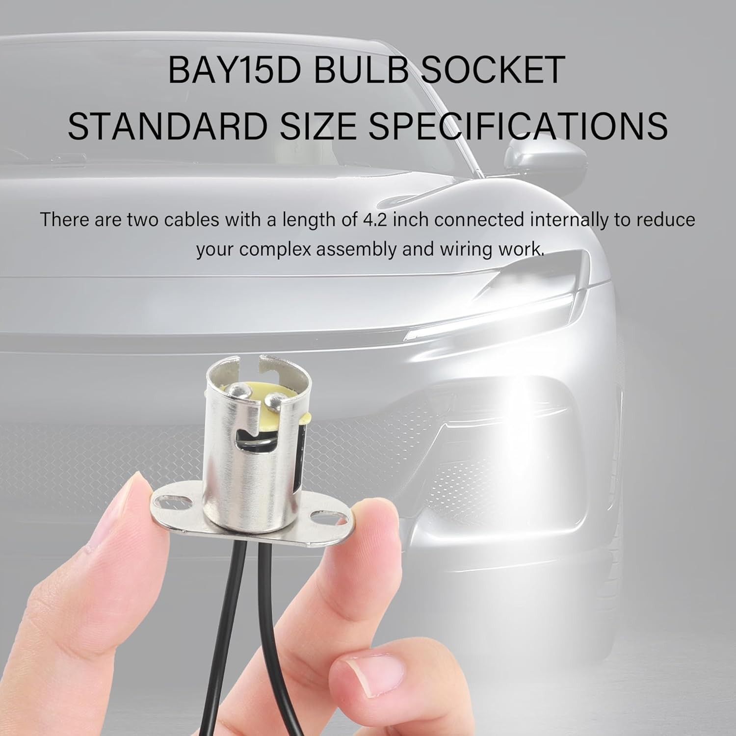 2PCS 1157 Bulb Socket,BAY15D Car Light Socket Adapter with 2 Wire BAY15D