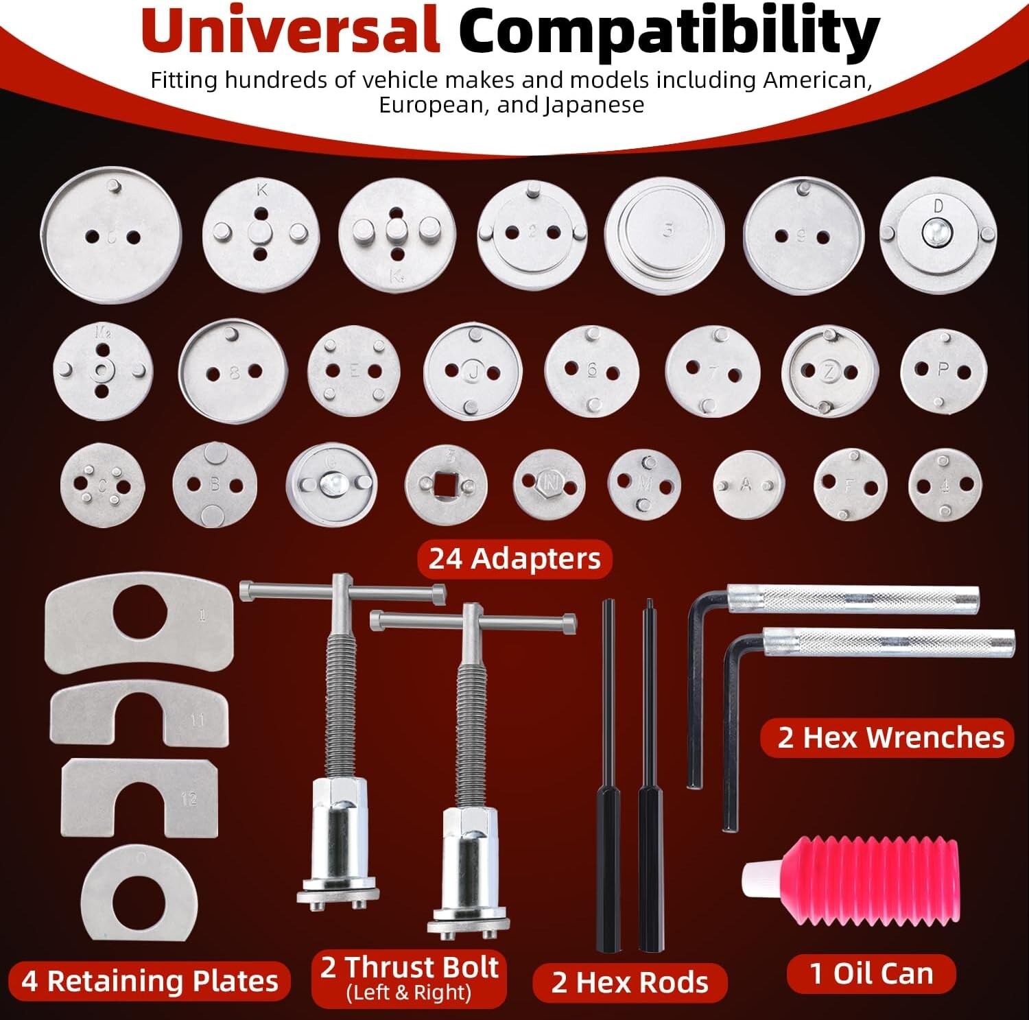35Pcs Universal Car Disc Brake Pad Caliper Piston Rewind Wind Back Tool Kit