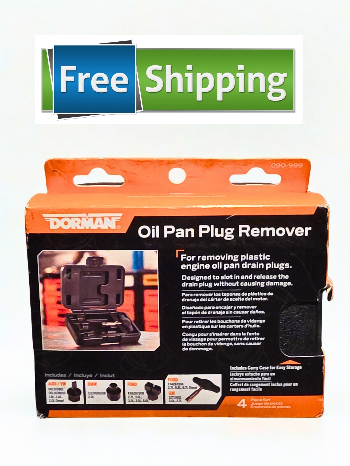 Dorman 090-999 Oil Pan Drain Plug Remover Tool 4 Pc Set