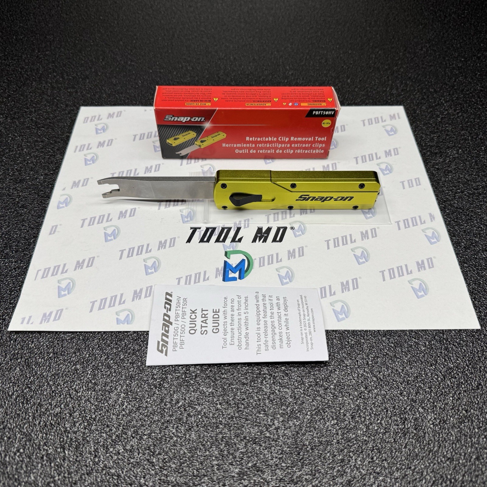 Snap-on Tools NEW HI-VIZ Out The Front Retractable Clip Removal Tool PBFT50HV