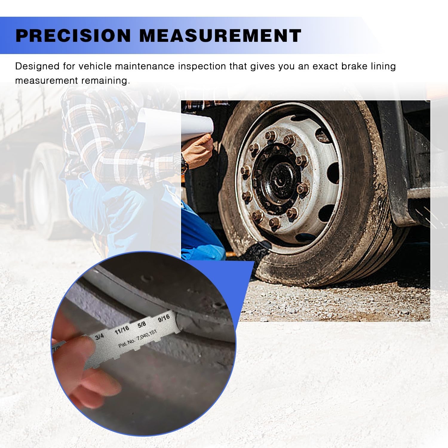 Brake Lining Measuring Tool Gauge Stainless Steel 8 Inch