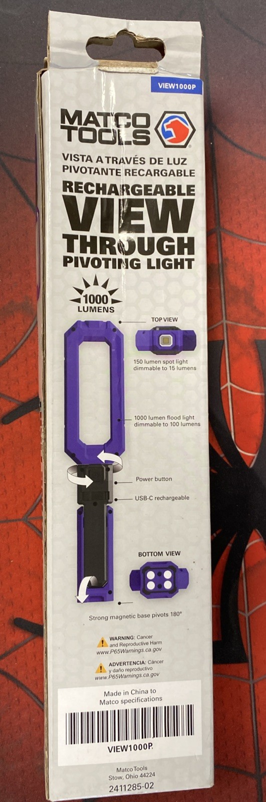 EZ Red Purple View Through Pivoting Magnetic Work Light, 850 Lumens EZNP85VT-P