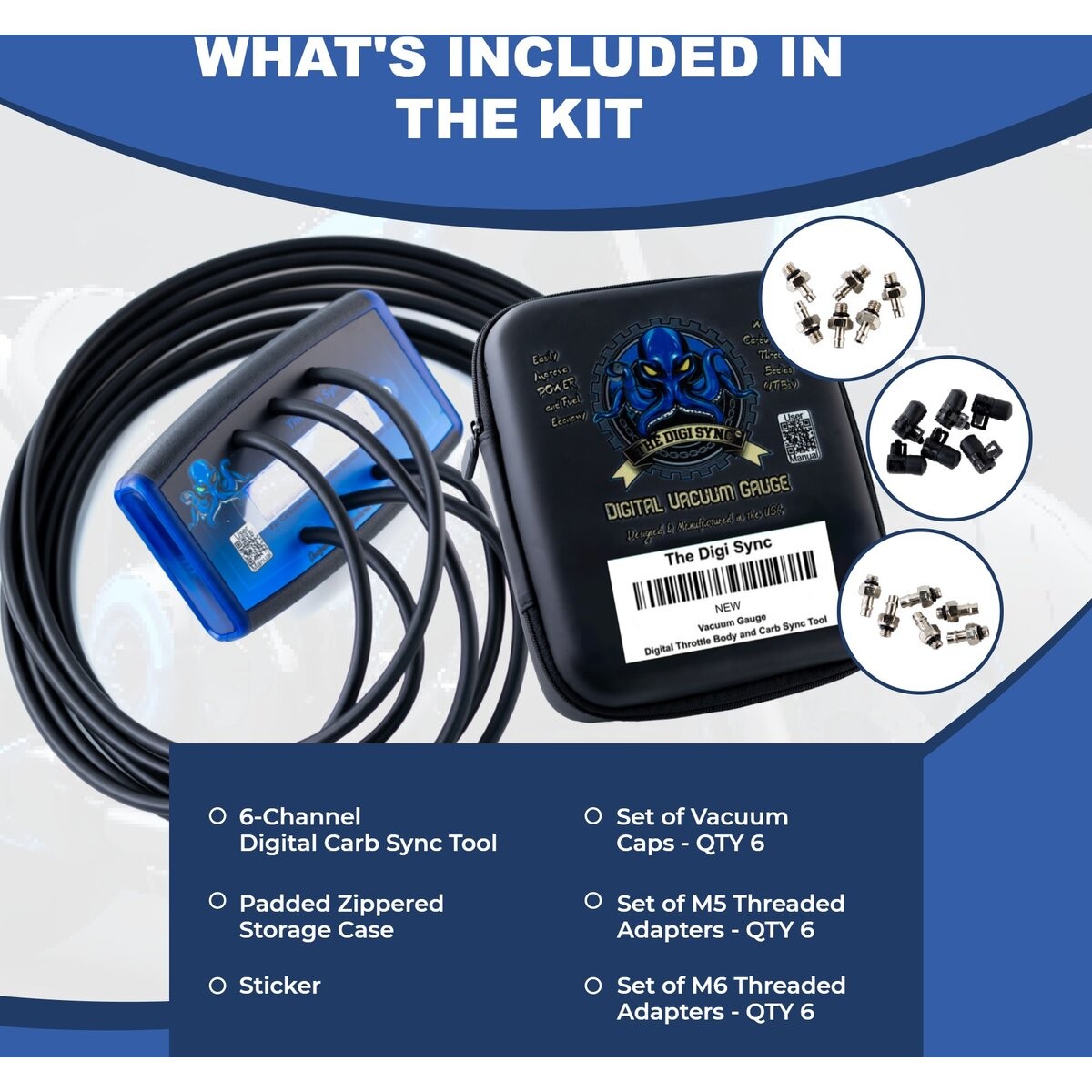 The Digi Sync 6-Channel DS3+ Pro Digital Throttle Body And Carb Sync Tool