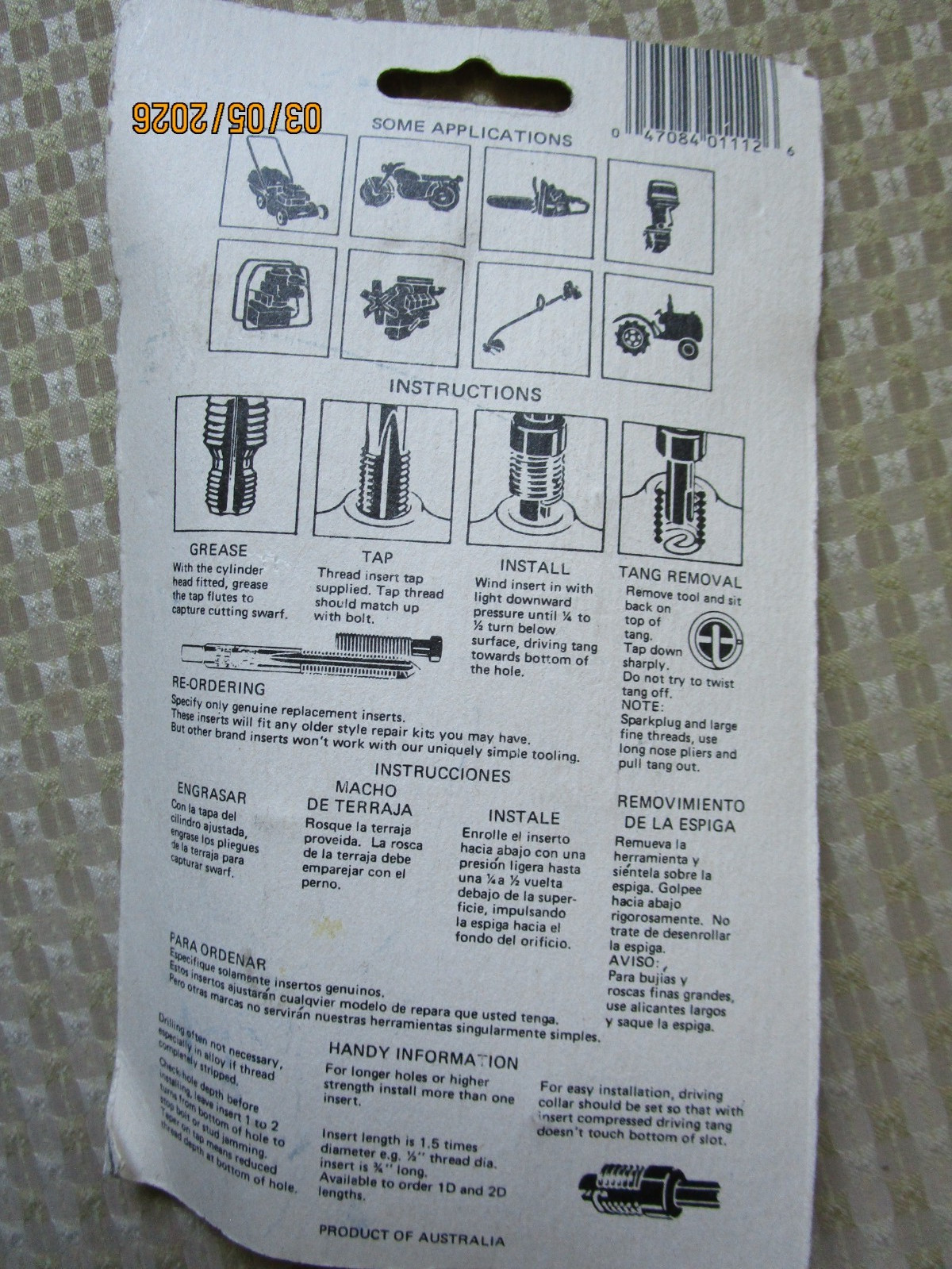 NIP Cal-Van Tools #1112 Fix-A-Thred Spark Plug Port Thread Repair Kit M14x1.25