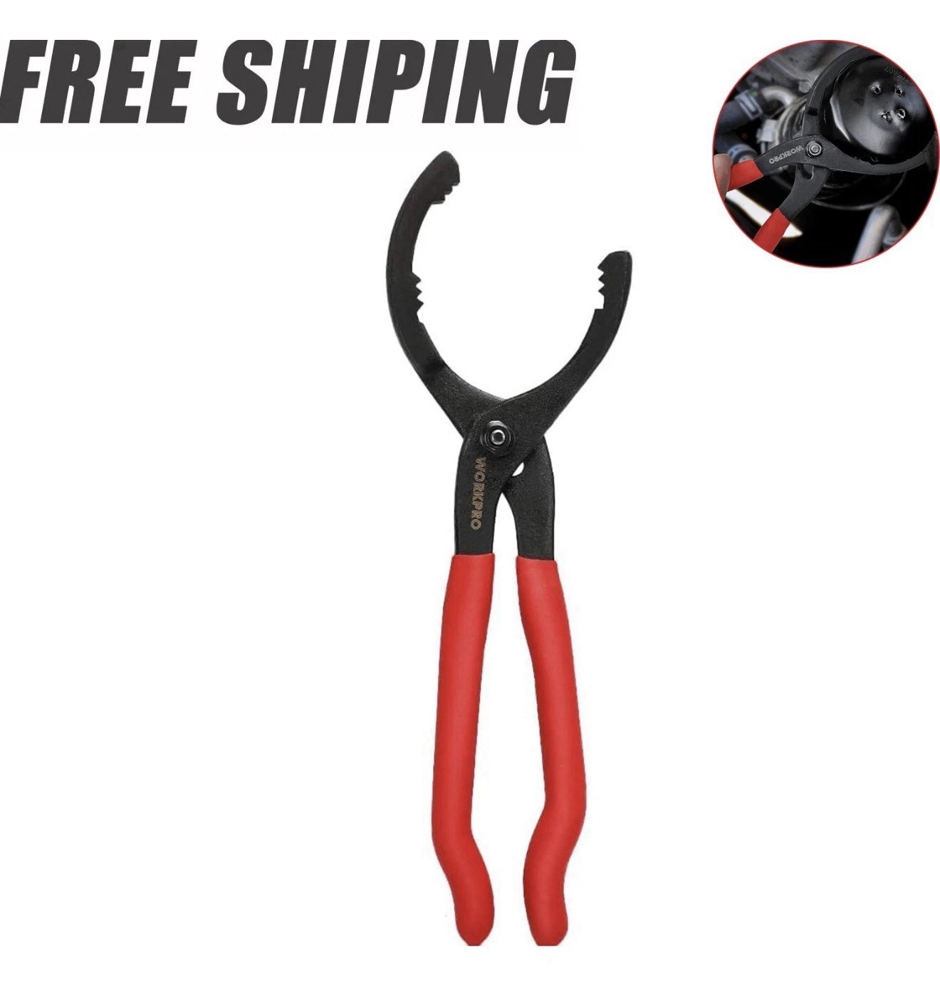 WORKPRO 12″ Adjustable Oil Filter Pliers,for Engine Filters, Conduit, & Fittings