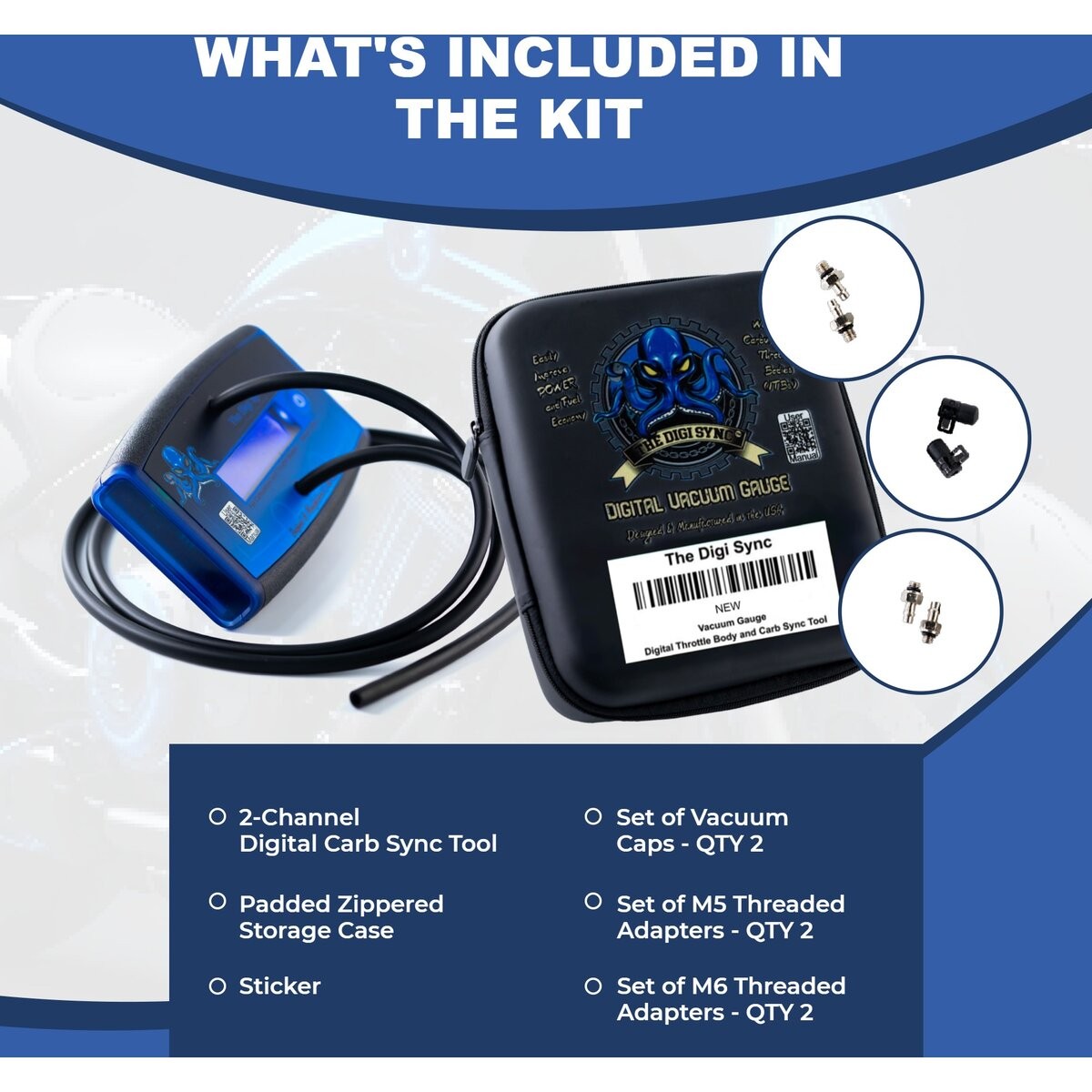 The Digi Sync 2-Channel DS3+ Pro Digital Throttle Body And Carb Sync Tool