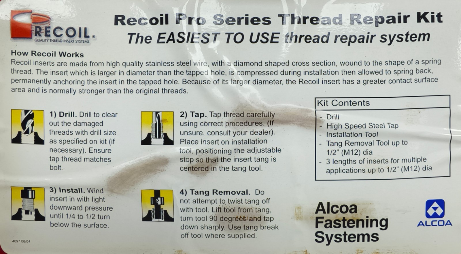Recoil 5WE80 UNC 1/4-20 Pro Series Master Thread Repair Kit Easiest to Use