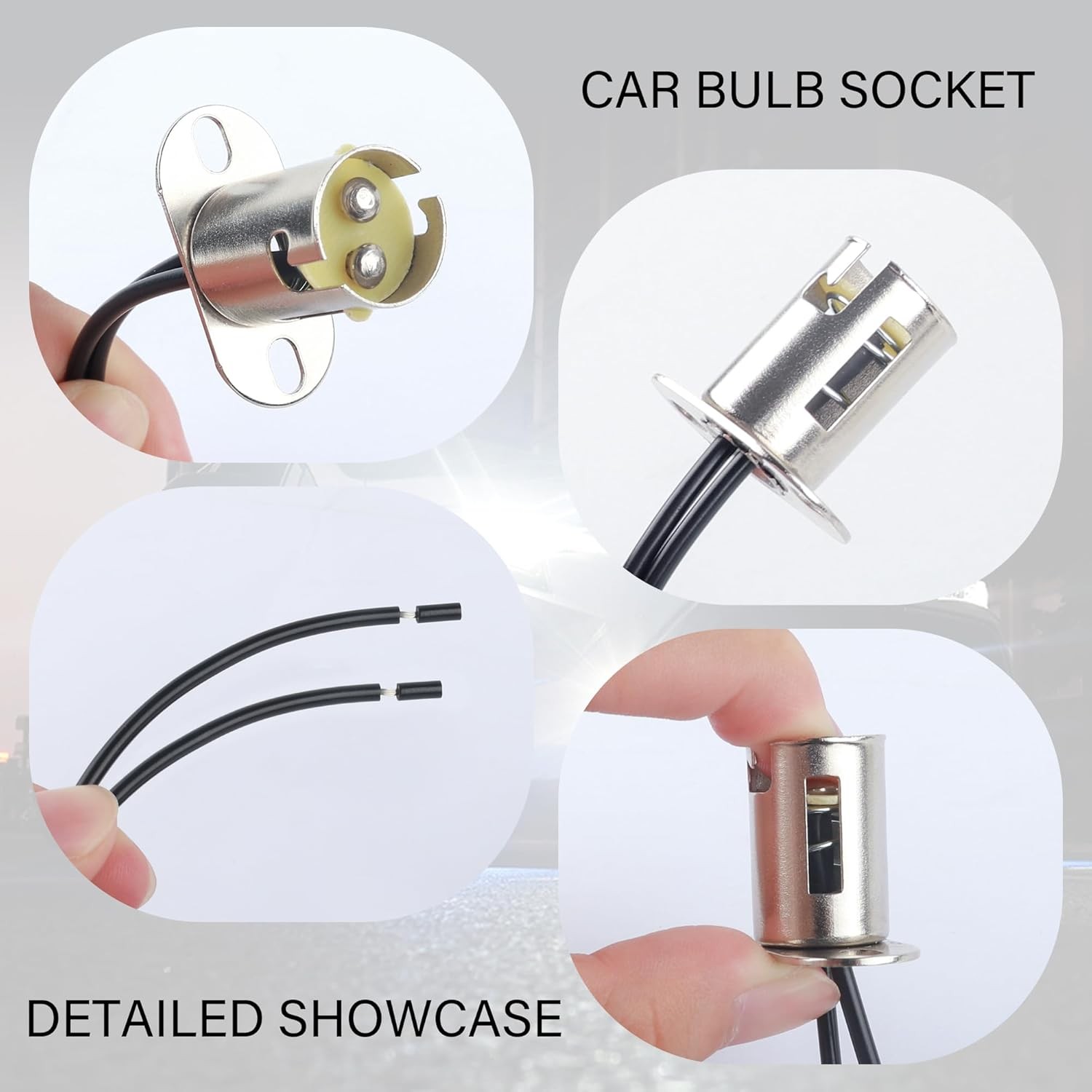 2PCS 1157 Bulb Socket,BAY15D Car Light Socket Adapter with 2 Wire BAY15D