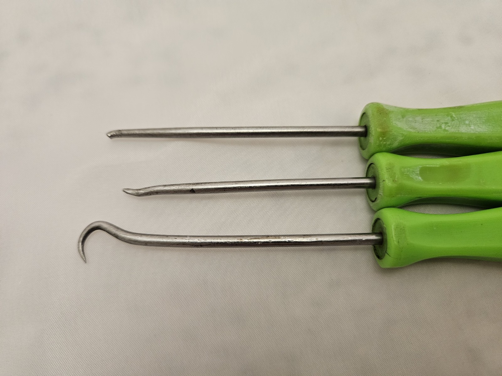 Snap-on 3Pc Mini Hook Pick Set Green Hard Handle USA 3ASHA 3ASH45A 3ASH90A TB