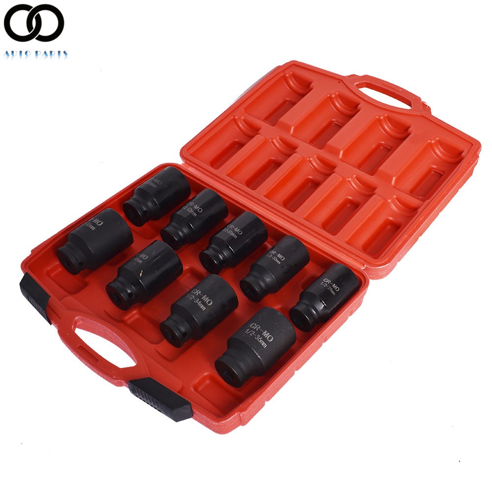 Deep Impact Socket Tool 9Pcs/Set 1/2″ Drive Metric Axle Hub Nut Socket 29-38mm