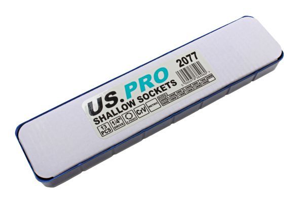 US PRO 13pc 1/4 Drive 6 Point Shallow Sockets 4 – 14mm 2077